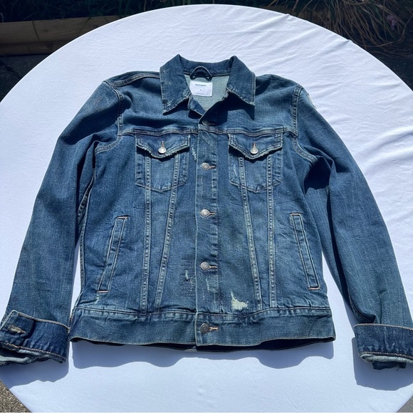 Old Navy distressed jeans jacket men’s medium - Picture 3 of 10